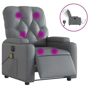 vidaXL Elektrick&eacute; mas&aacute;žn&iacute; polohovac&iacute; křeslo &scaron;ed&eacute; uměl&aacute; kůže