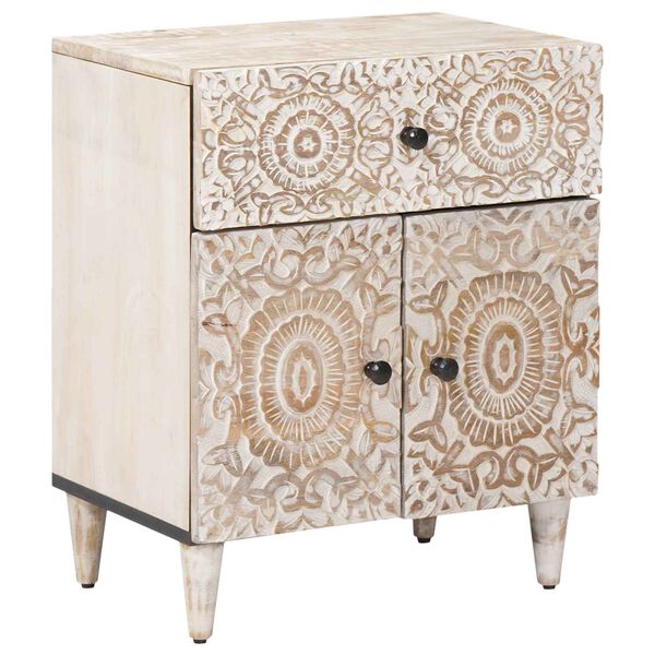 vidaXL Nočn&iacute; skř&iacute;ňka B&iacute;l&aacute; 50 x 33 x 60 cm Masivn&iacute; mangov&eacute; dřevo