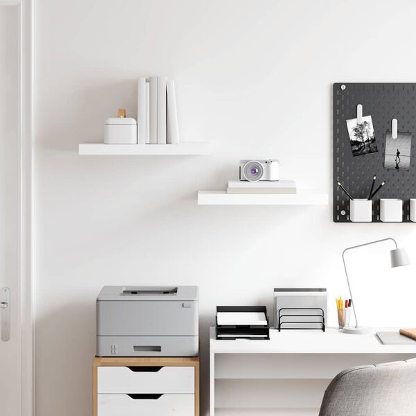 vidaXL Plovouc&iacute; n&aacute;stěnn&eacute; police 2 ks b&iacute;l&eacute; vysok&yacute; lesk 50x23x3,8 cm MDF