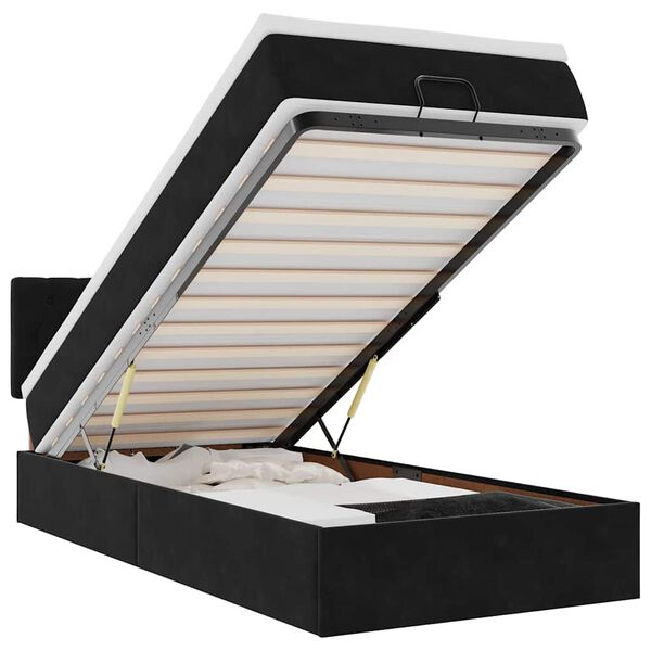 vidaXL Osmansk&yacute; r&aacute;m postele s matrac&iacute; čern&aacute; 80x200cm samet