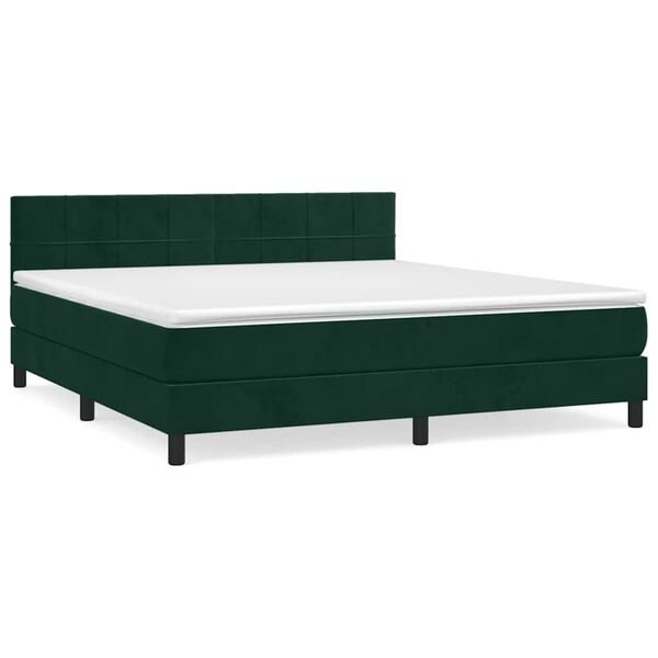 vidaXL Box spring postel s matrac&iacute; tmavě zelen&aacute; 180x200 cm samet
