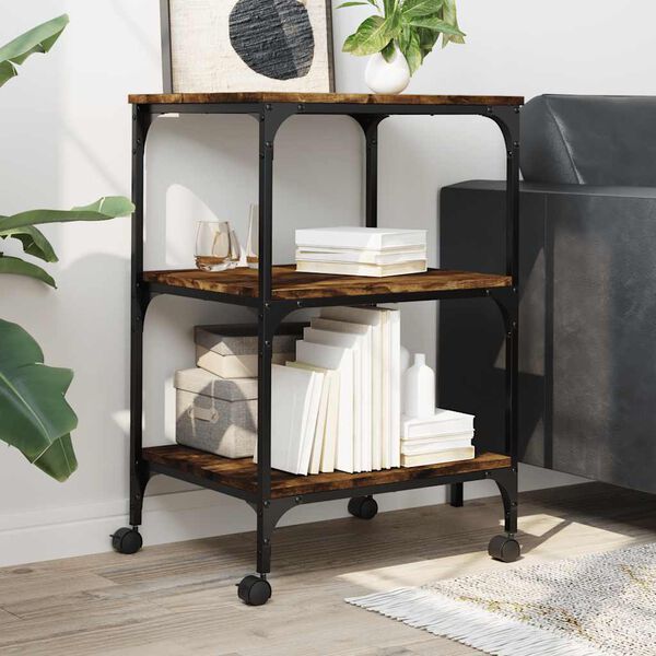 vidaXL Stojan na tiskárnu 3patrový kouřový dub 50x41x75 cm kompozit