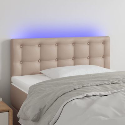 vidaXL Čelo postele s LED cappuccino 100x5x78/88 cm umělá kůže