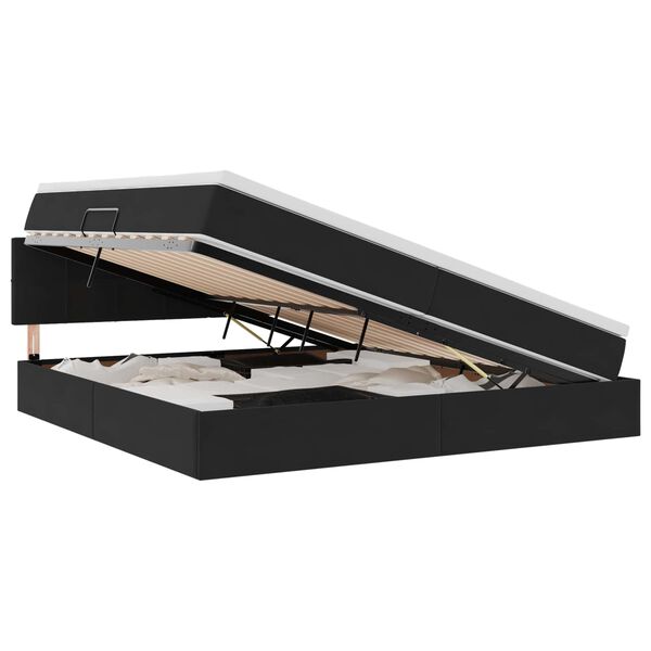 vidaXL Postel s &uacute;ložn&yacute;m prostorem s matrac&iacute; Čern&aacute; 200 x 200 cm samet
