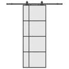 vidaXL Posuvn&eacute; dveře se sadou kov&aacute;n&iacute; čern&eacute; 76x205 cm ESG Glass