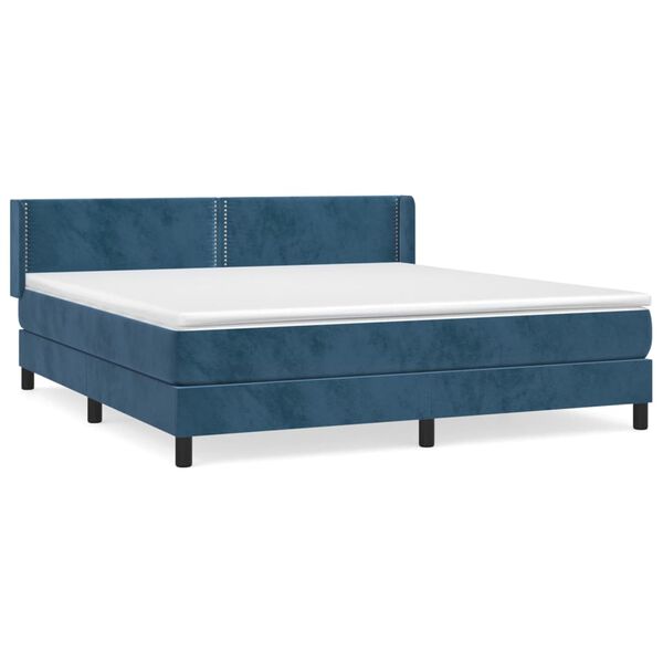 vidaXL Box spring postel s matrac&iacute; tmavě modr&aacute; 180x200 cm samet