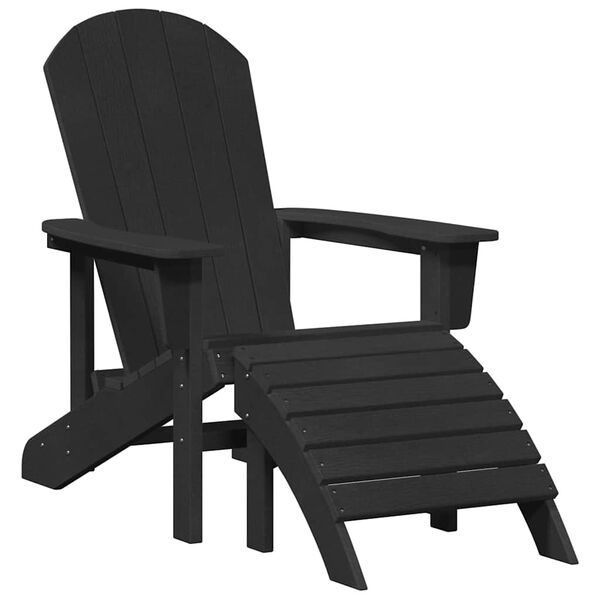 vidaXL Adirondack židle s polštářem Černá 74 x 82 x 92cm HDPE