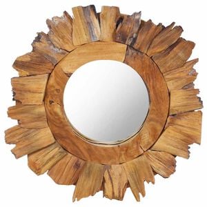 vidaXL N&aacute;stěnn&eacute; zrcadlo 40 cm teak kulat&eacute;