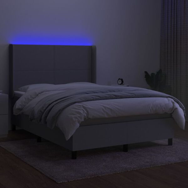 vidaXL Box spring postel s matrac&iacute; a LED světle &scaron;ed&aacute; 140x190 cm textil