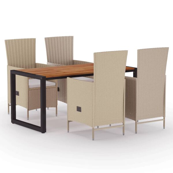 vidaXL 5d&iacute;ln&yacute; zahradn&iacute; j&iacute;deln&iacute; set b&eacute;žov&yacute;