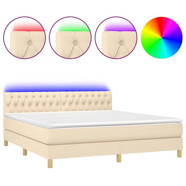 vidaXL Box spring postel s matrac&iacute; a LED kr&eacute;mov&aacute; 160x200 cm textil