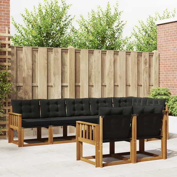 vidaXL Venkovn&iacute; pohovkov&aacute; souprava s pol&scaron;t&aacute;řem 8 pcs Přirozen&aacute; a čern&aacute;