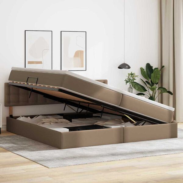 vidaXL Postel s &uacute;ložn&yacute;m prostorem a matrac&iacute; Cappuccino 200 x 200 cm