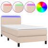 vidaXL Box spring postel matrace a LED cappuccino 90x200 cm uměl&aacute; kůže