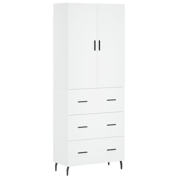 vidaXL Skř&iacute;ň highboard b&iacute;l&aacute; 69,5 x 34 x 180 cm kompozitn&iacute; dřevo