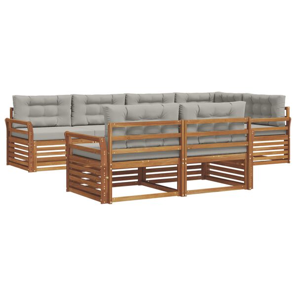 vidaXL Venkovn&iacute; pohovkov&aacute; souprava 7 pcs Př&iacute;rodn&iacute; a světle &scaron;ed&aacute;