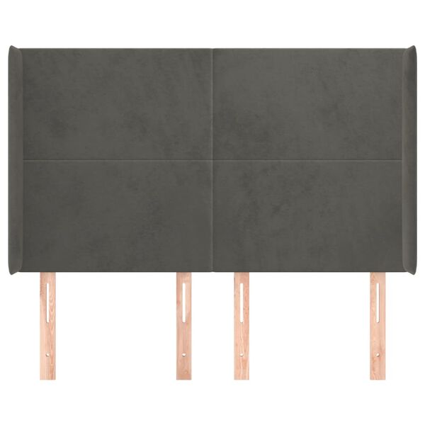 vidaXL Čelo postele typu u&scaron;&aacute;k tmavě &scaron;ed&eacute; 147x16x118/128 cm samet