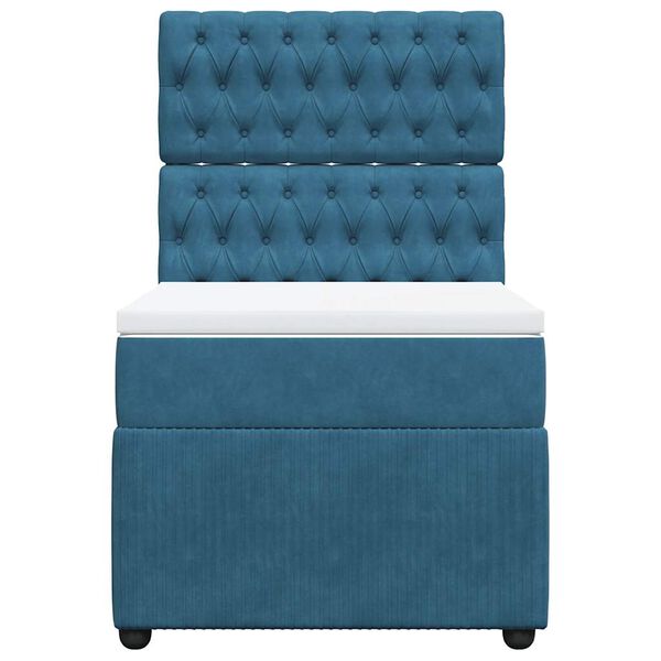 vidaXL Box spring postel s matrac&iacute; tmavě modr&aacute; 100x200 cm samet