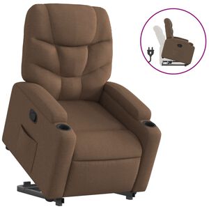 vidaXL Zvedac&iacute; polohovac&iacute; křeslo hněd&eacute; textil