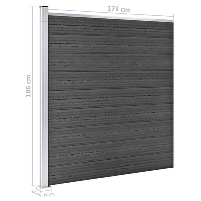 vidaXL Sada plotových dílců WPC 353 x 186 cm černá