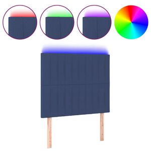 vidaXL Čelo postele s LED modr&eacute; 100x5x118/128 cm textil