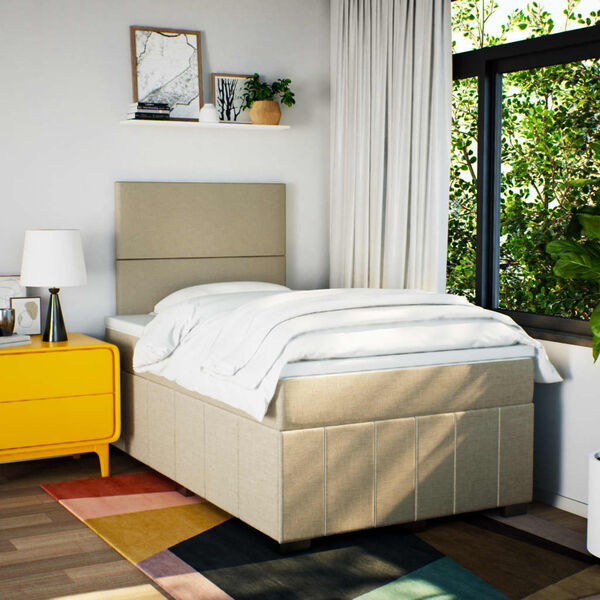 vidaXL Box spring postel s matrac&iacute; kr&eacute;mov&aacute; 120x200 cm textil