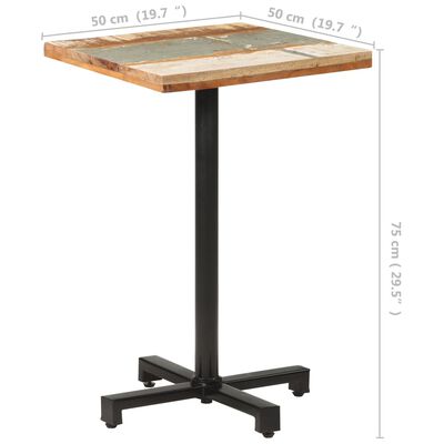 vidaXL Bistro stůl čtvercový 50 x 50 x 75 cm masivní recyklované dřevo