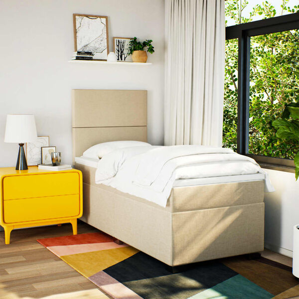 vidaXL Box spring postel s matrac&iacute; kr&eacute;mov&aacute; 80 x 200 cm textil