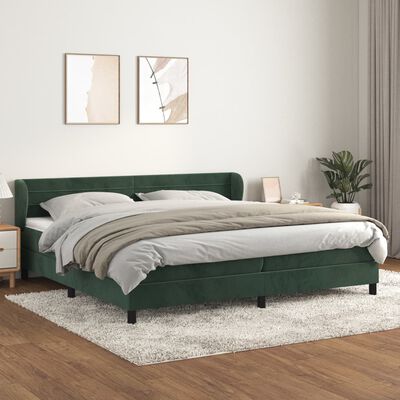 vidaXL Box spring postel s matrací tmavě zelená 200x200 cm samet