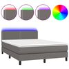 vidaXL Box spring postel s matrac&iacute; a LED &scaron;ed&aacute; 140x190 cm uměl&aacute; kůže