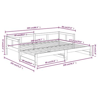 vidaXL Výsuvná postel šedá masivní borovice 2x (90 x 200) cm