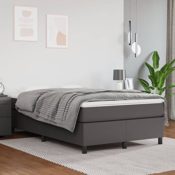 vidaXL Box spring postel s matrac&iacute; &scaron;ed&aacute; 120x190 cm uměl&aacute; kůže