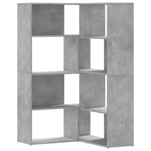 vidaXL Rohov&aacute; knihovna 4patrov&aacute; betonově &scaron;ed&aacute; 85x85x140 cm kompozit