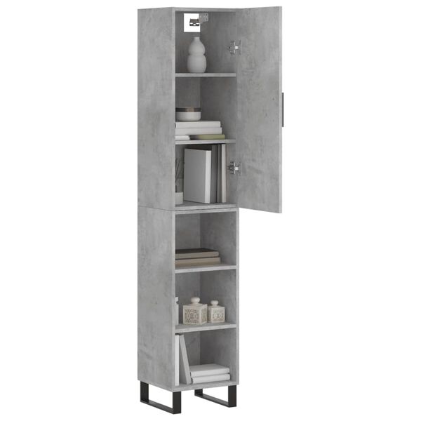 vidaXL Skř&iacute;ň highboard betonově &scaron;ed&aacute; 34,5x34x180 cm kompozitn&iacute; dřevo