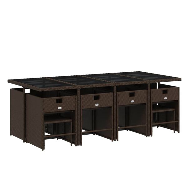 vidaXL 13d&iacute;ln&yacute; zahradn&iacute; j&iacute;deln&iacute; set s podu&scaron;kami hněd&yacute; polyratan