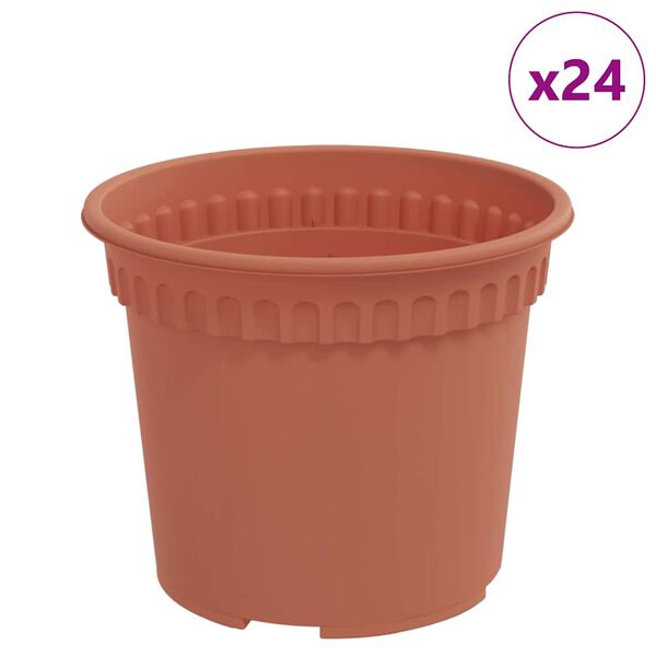 vidaXL Kulat&yacute; květin&aacute;č 24 pcs Cihlově červen&aacute; &Oslash; 12,5 x 10 cm Plast