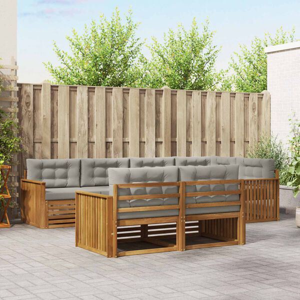 vidaXL Venkovn&iacute; pohovkov&aacute; souprava 7 pcs Př&iacute;rodn&iacute; a světle &scaron;ed&aacute;