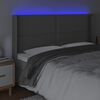 vidaXL Čelo postele s LED &scaron;ed&eacute; 163 x 16 x 118/128 cm uměl&aacute; kůže