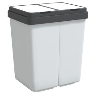 vidaXL Dvojit&yacute; odpadkov&yacute; ko&scaron; b&iacute;l&yacute; 2 x 25 l