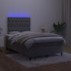 vidaXL Box spring postel s matrac&iacute; a LED tmavě &scaron;ed&aacute; 120 x 190 cm samet