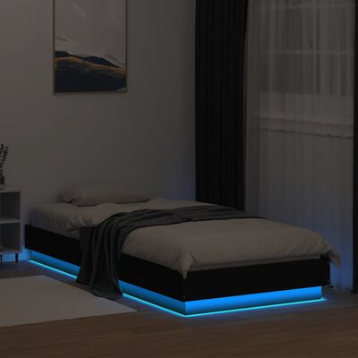 vidaXL Rám postele s LED osvětlením černý 90 x 200 cm