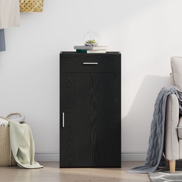 vidaXL Serv&iacute;rovac&iacute; skř&iacute;ň se z&aacute;suvkou Čern&yacute; dub 50 x 42,5 x 93 cm