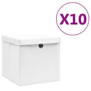 vidaXL &Uacute;ložn&eacute; boxy s v&iacute;ky 10 ks 28 x 28 x 28 cm b&iacute;l&eacute;