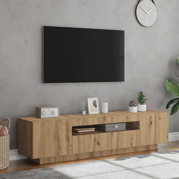 vidaXL TV stolek s LED dub artisan 160 x 35 x 40 cm kompozitní dřevo
