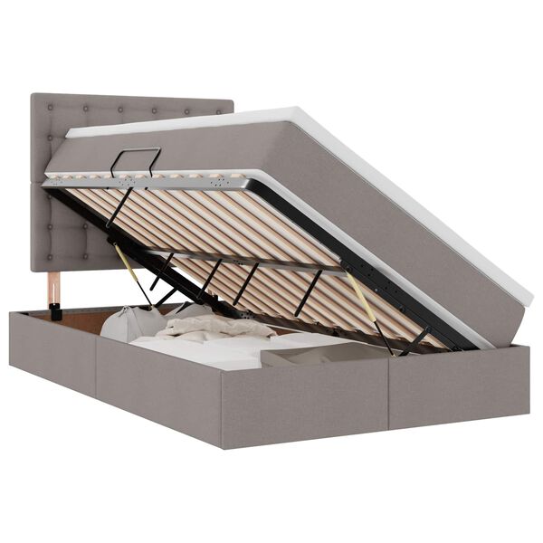 vidaXL Postel s &uacute;ložn&yacute;m prostorem a LED osvětlen&iacute;m Taupe 120 x 200 cm