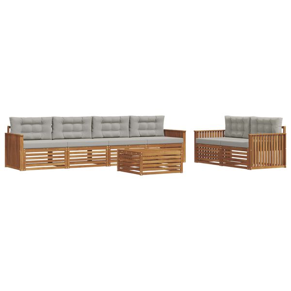 vidaXL Venkovn&iacute; pohovkov&aacute; souprava 7 pcs Př&iacute;rodn&iacute; a světle &scaron;ed&aacute;