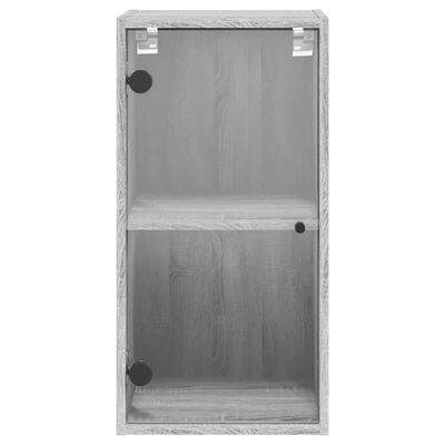 vidaXL Nástěnná skříňka se skleněnými dvířky šedá sonoma 35x37x68,5 cm