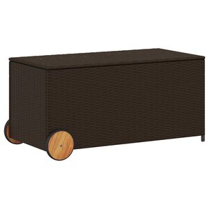 vidaXL Zahradn&iacute; &uacute;ložn&yacute; box s kolečky hněd&yacute; 190 l polyratan