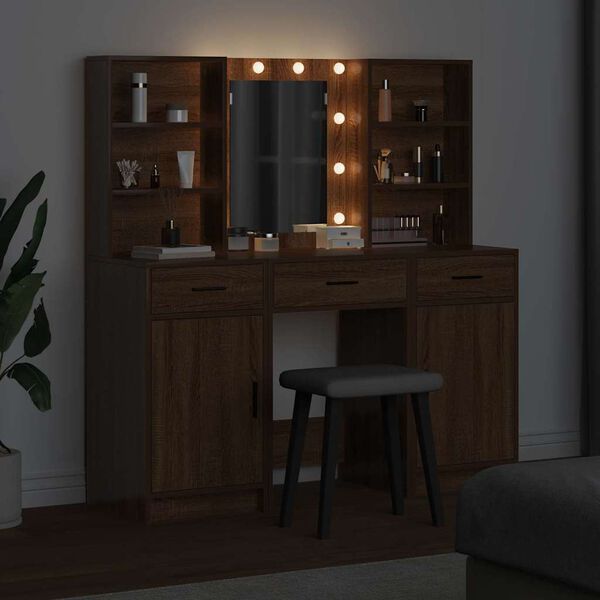 vidaXL 3d&iacute;ln&aacute; toaletn&iacute; souprava hněd&yacute; dub z uměl&eacute;ho dřeva