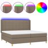 vidaXL Box spring postel s matrac&iacute; a LED taupe 200x200 cm textil